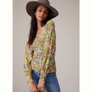 Anthropologie Rayna Smocked Top